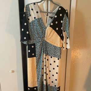 Colorful and silky midi dress